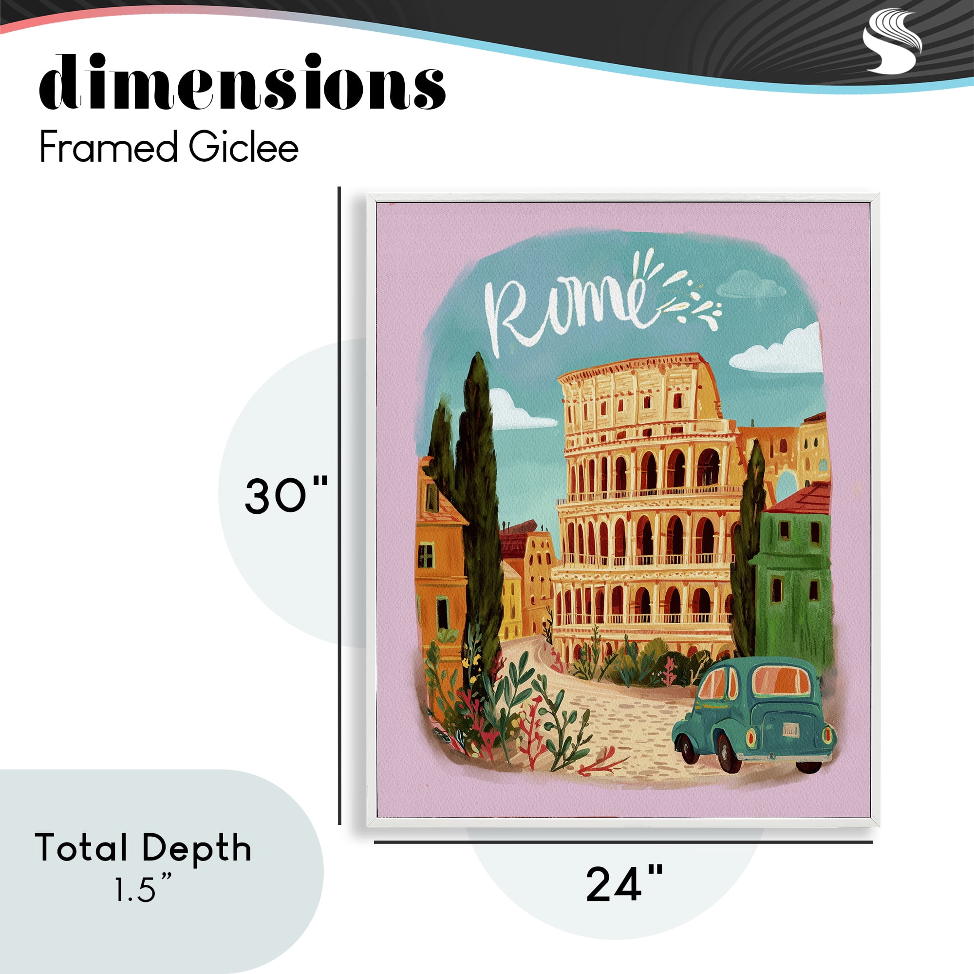 Rome Travel Spot Architecture White Framed Giclee Art, design by Yen