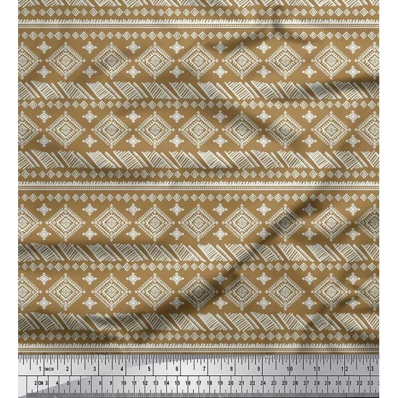 Soimoi Cotton Cambric Fabric Aztec African Print Sewing Fabric Yard 42 Inch Wide