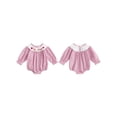 thumbnail image 2 of BemeyourBBs Newborn Baby Girls Valentines Day Outfit Bubble Romper Long Sleeve Crew Neck Stripes Embroidery Letters Bodysuit Infant Spring Clothes, 2 of 9