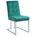 thumbnail image 3 of Luxury Green Velvet Dining Chair (Set of 6) with Chrome Metal Frame, Tufted Side Chairs for Home Kitchen Dining Room, 3 of 3