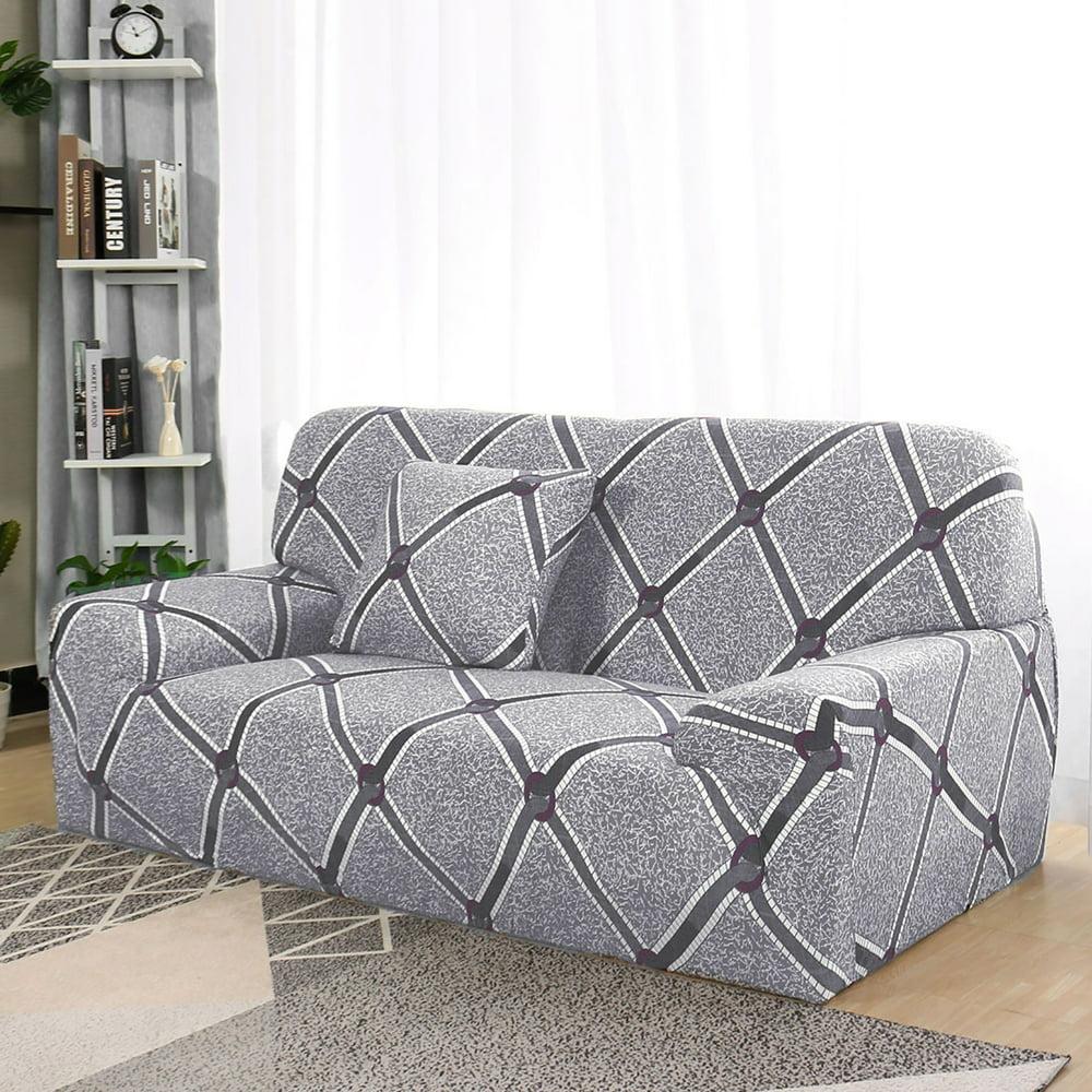 Floral Sofa Covers Stretch Thick 4 Seater Slipcover Couch Covers Gray White Sofa4seater 88" x