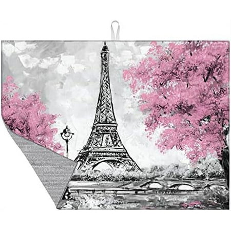 

Dish Drying Mat for Kitchen Counter Lemon Orange and Flowers Dish Mat Microfiber Drying Pad Dish Drainer Mats for Countertop Coffee Bar 18x24 Inch