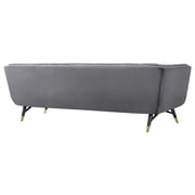 Modway Adept Performance Velvet Tufted Sofa in Gray and Black