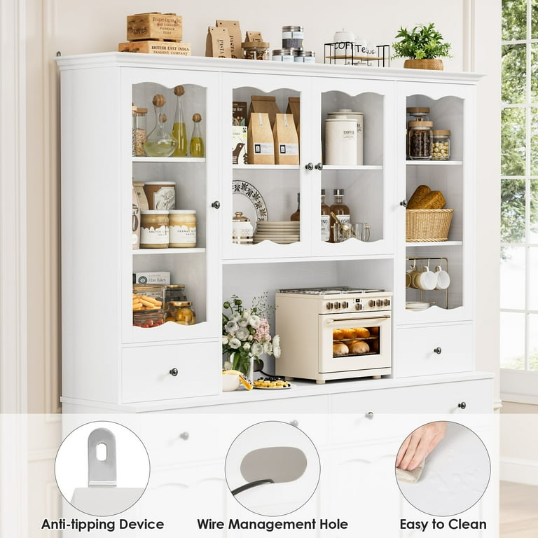 Homfa 74.2'' Tall Kitchen Pantry with 8 Doors Storage Hutch, Large