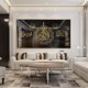 thumbnail image 4 of Decoración de la sala de estar del hogar Caligrafía islámica Imágenes doradas Cristal Porcelana Arte de pared de vidrio islámico con marco Impresión UV, 4 of 5