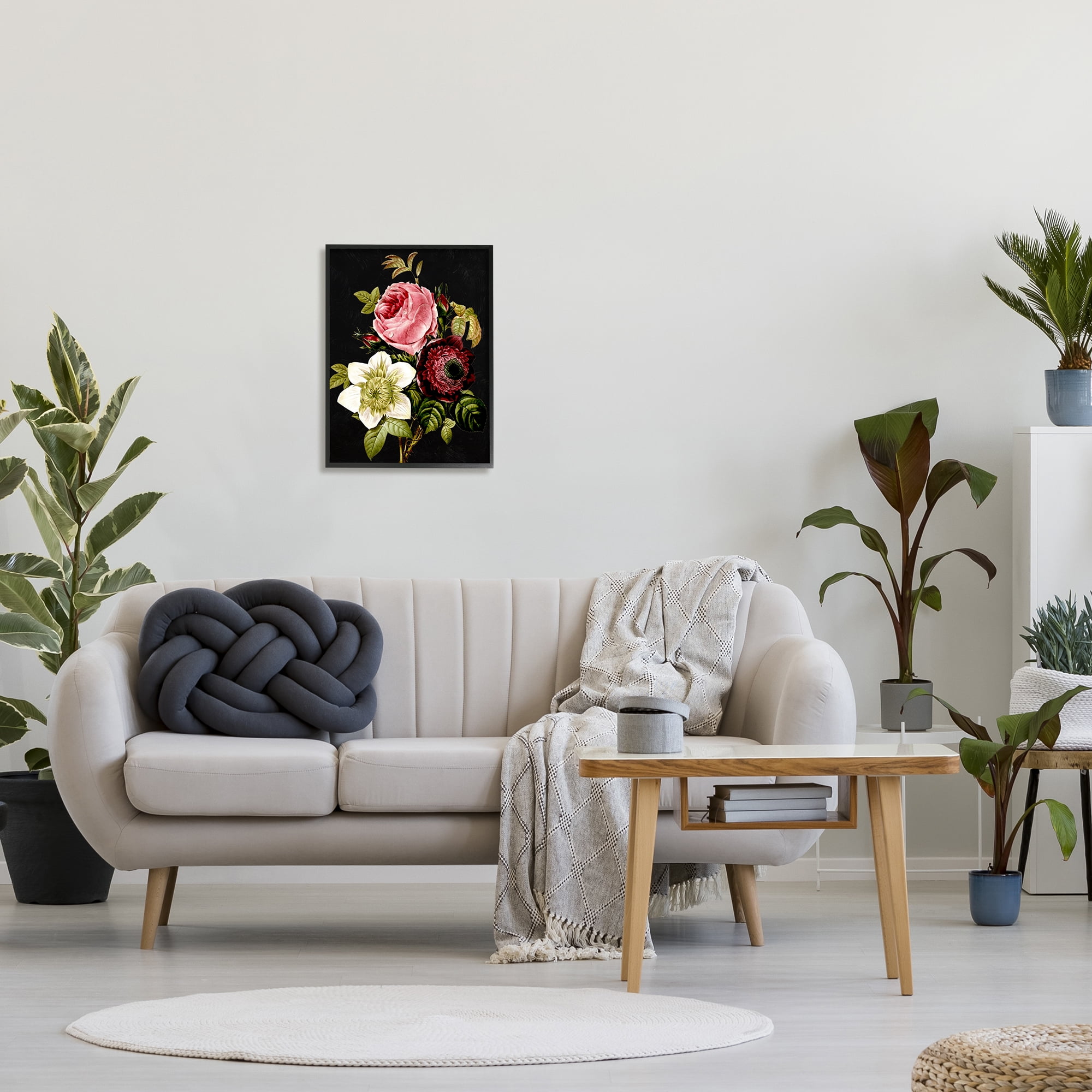 Stupell Industries Pink & Red Florals Botanical & Floral Painting Black Framed Art Print Wall Art, 16 x 20