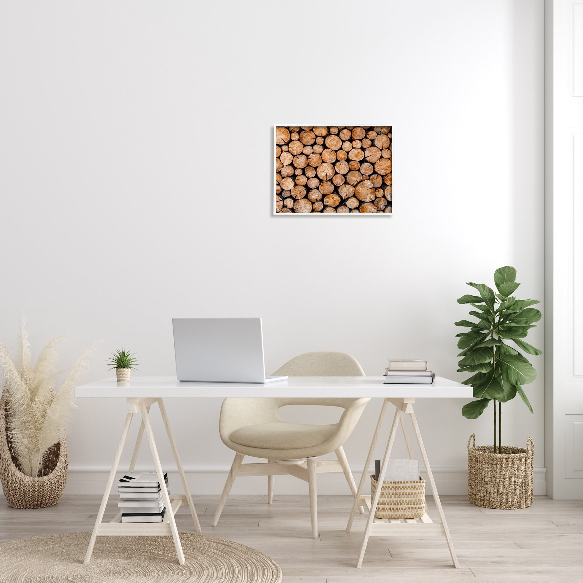Stupell Industries Tree Logs Lumber Aerial View Modern Photography Photograph White Framed Art Print Wall Art, Design by Jeff Poe Photography