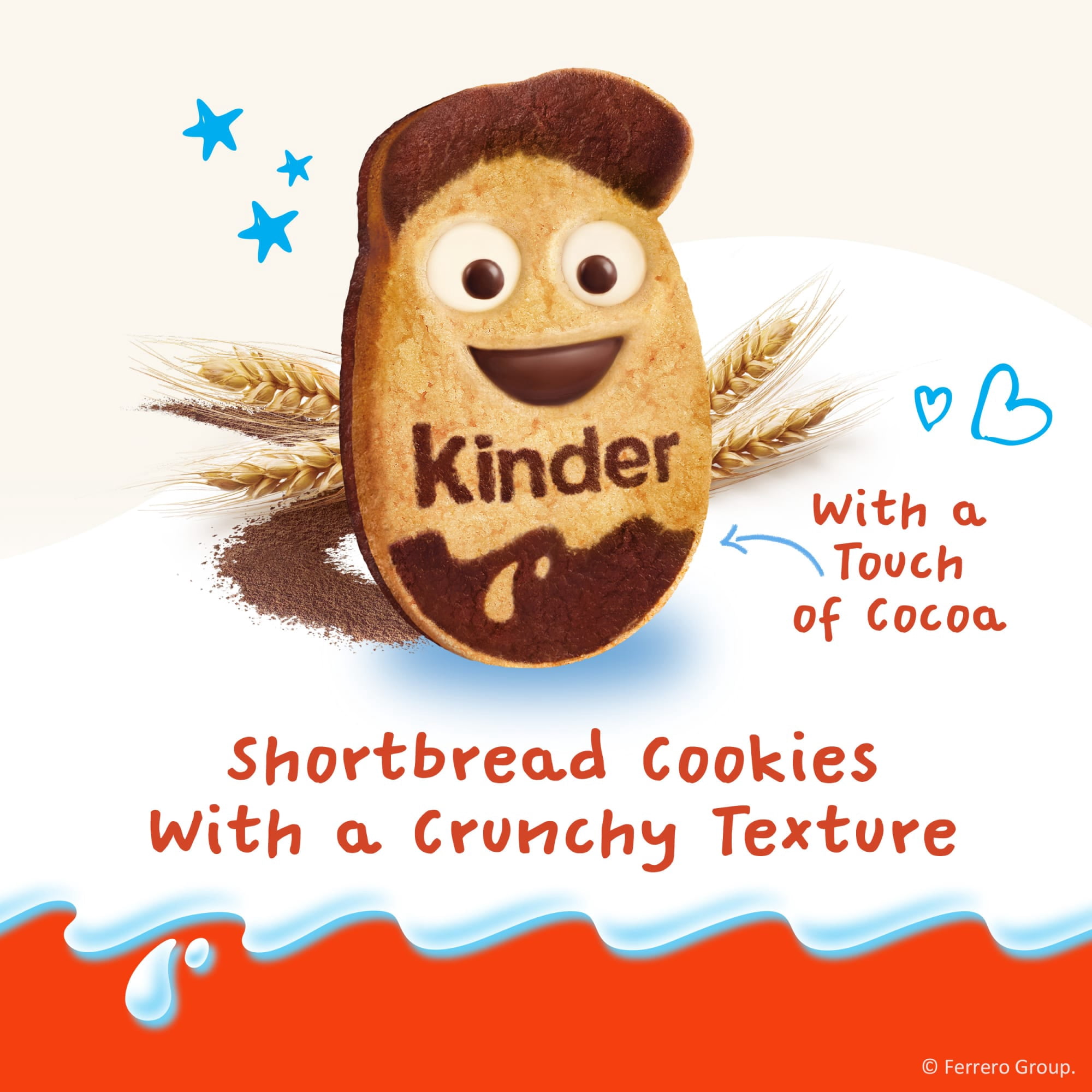 (12 pack) Kinder Kinderini Shortbread Cookies, Crunchy Biscuits Snack with Fun Expressions, Resealable Bag, 8.8 oz