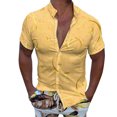 thumbnail image 1 of Camisas s Para Hombre Manga Corta Hombres Casual Manga corta Primavera Verano Turndown Neck 3D Impreso Camisas Moda Top Blusa Camisas (Yellow, S), 1 of 4