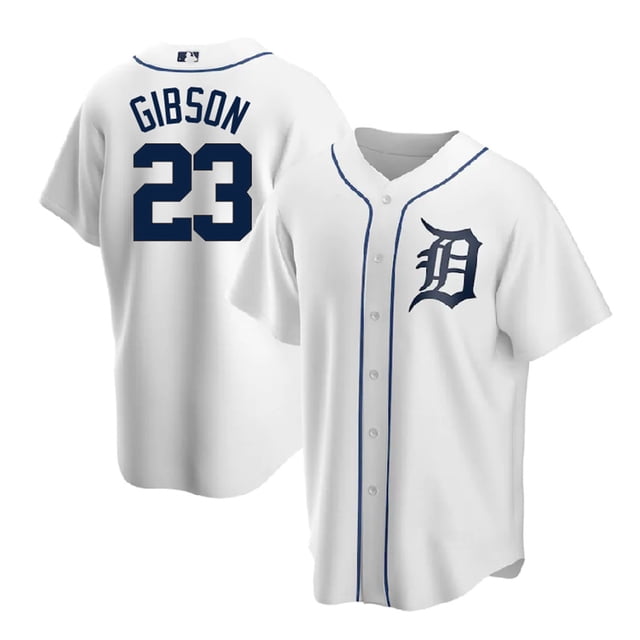 Detroit Tigers 23 Gibson - Maillot Édition Brodé Classique Commémoratif Étoile - TTTG
