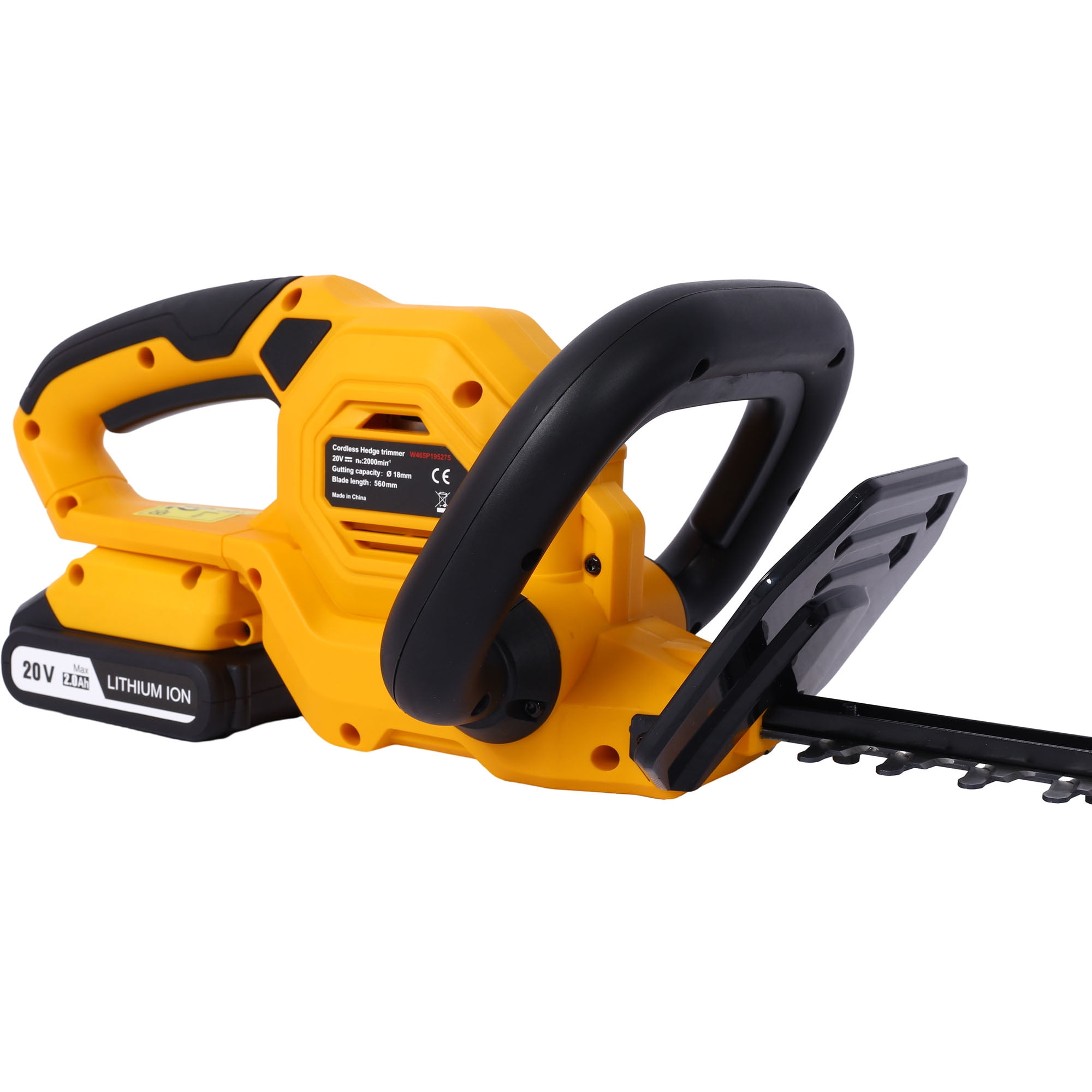 Powerful 20V Lithium-Ion Battery 22-Inch Steel Blade Reduced Vibration Hedge Trimmer Yellow & Black - Battery and Charger Included
