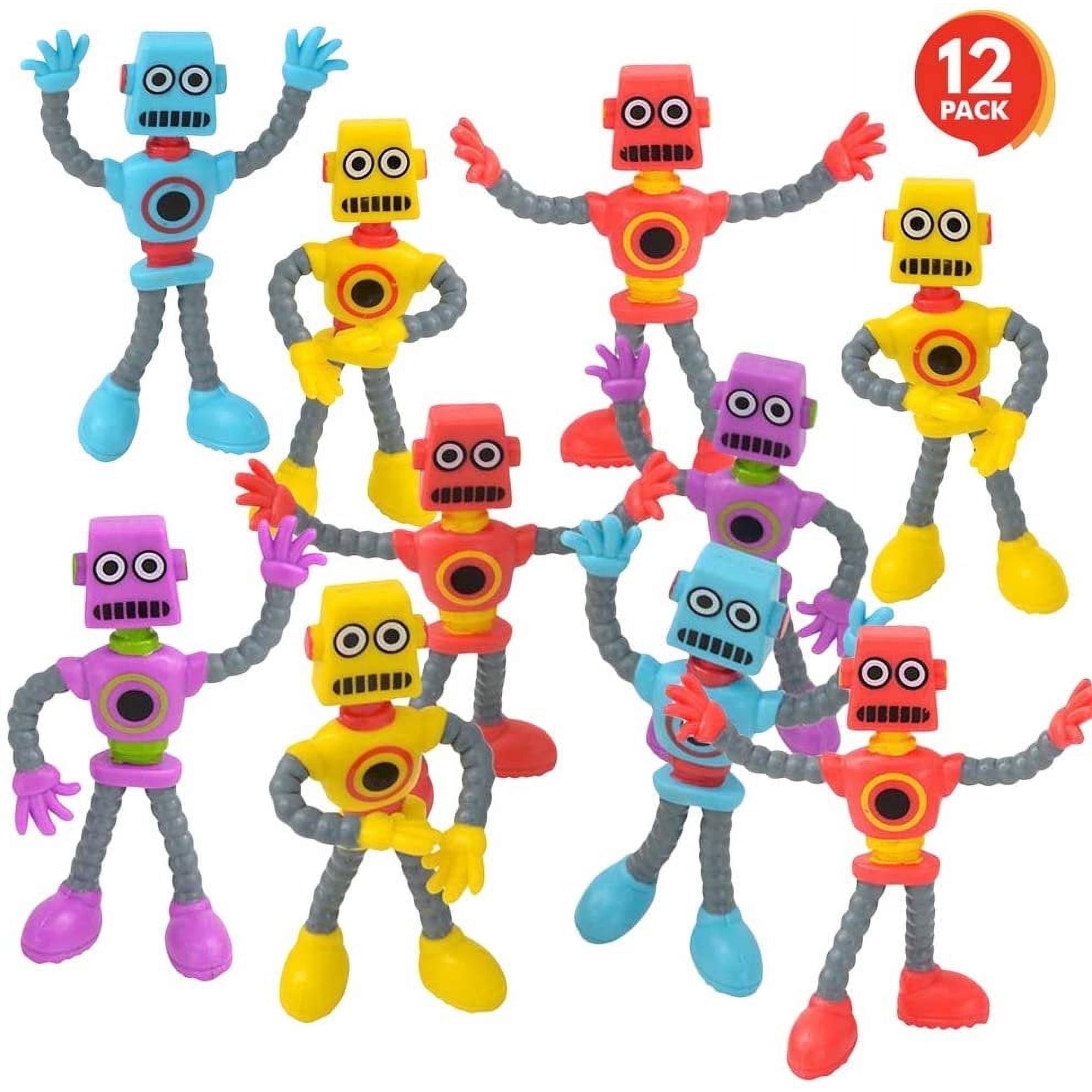 ArtCreativity Bendable Robot Figures Toy Set of 12 – Character Group Robots for Kids Ages 3+ Birthday Party Favors for Boys and Girls