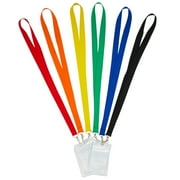 Juvale Lanyards for ID Badges - 6 Assorted Colors, 36 Inches, 24 Count - Polyester with Clear Badge Holder & Secure Clasp for School Supplies, Name Tags & Hall Passes