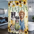 thumbnail image 5 of Shower Curtain for Bathroom Cute Blue Green Dog Watercolors Sunflowers Waterproof Bath Curtains Shower Curtains with Hooks,Floral Leaves Bathroom Curtain Privacy Drapes for Bathtubs Toilet 72x72in, 5 of 9