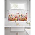 thumbnail image 2 of Half Window Curtains 24 Inches Long, Pastoral Botanical Window Treatment Curtain Drapes, Watercolor Spring Summer Flowers Short Curtains Tiers for Kitchen Over Sink, 27.5"x24", 2 Panels, 2 of 7