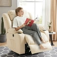 thumbnail image 4 of INGALIK Large Power Lift Recliner Chair with Heating and Massage, Breathable Leather Electric Lift Assist Recliner for Living Room with USB Charge, Cup Holders (Beige), 4 of 6