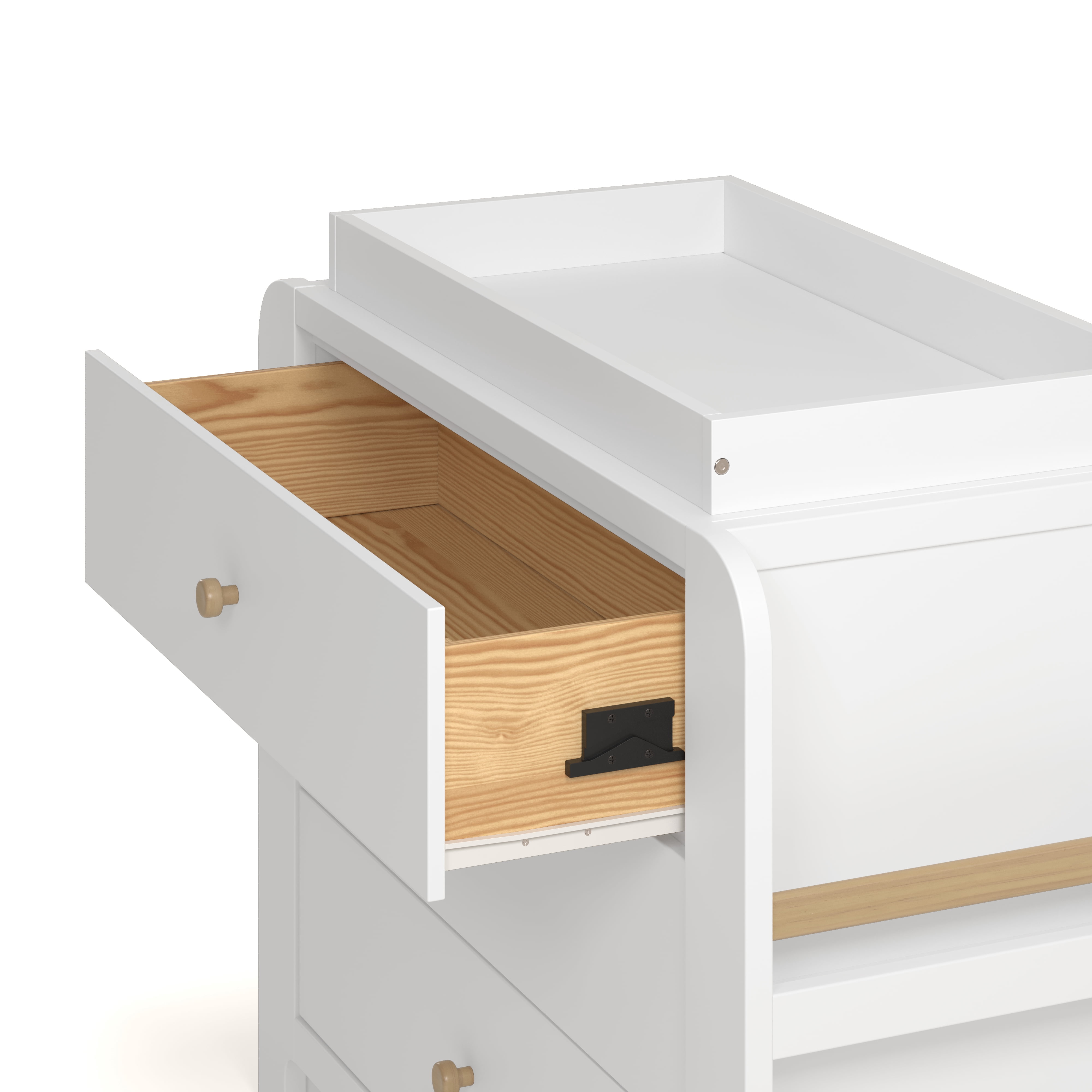 Graco Read-with-Me 3 Drawer Chest with Bookshelves and Removable Changing Topper, White with Driftwood