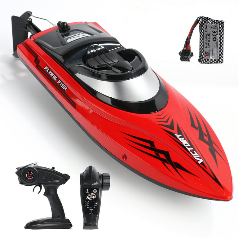 Remote Control Racing Boat for Pools and Lakes, Fast RC Boats for Adults  and Kids with 20KM/H Speed, 4 Channel 2.4 GHz Remote Control, and
