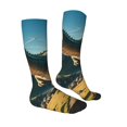 thumbnail image 3 of Picia Women Crew Soft Moisture-wicking Socks Cute Green Dinosaur Blue Sky Pattern Design Cotton Socks, One Size fit All, 3 of 9