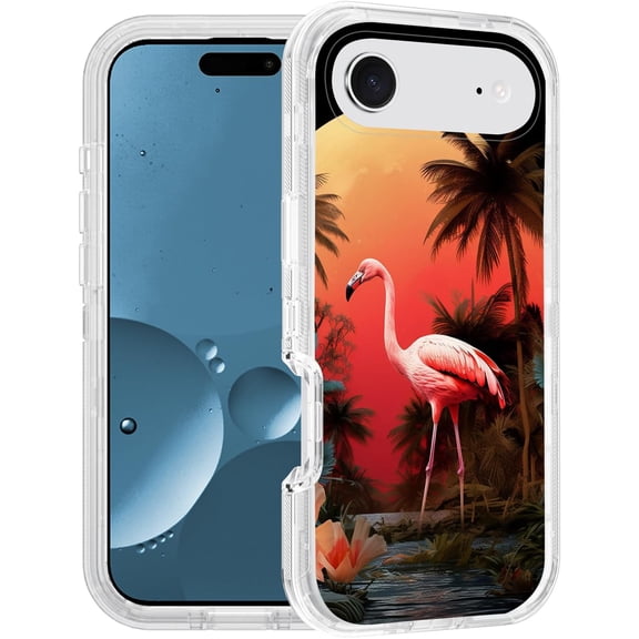 for iPhone 17 Air Case, [Military Grade] Heavy Duty 3-Layer Transparent Shockproof Drop Full-Body Protective Phone Cover for iPhone 17 Air 6.6", Flamingo