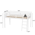 thumbnail image 2 of Zimtown Full Size Junior Low Loft Bed with Stairs, White Wood Bunk Bed Frame, No Box Spring Required, White, 2 of 10