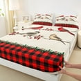 thumbnail image 3 of Manfei Red Robin Bird Twin Sheet Sets, Black Red Plaid Twin Fitted Sheet, Leaf Plant Buffalo Flat Sheet, Super Cozy Room Decor, 3-Piece, 3 of 7
