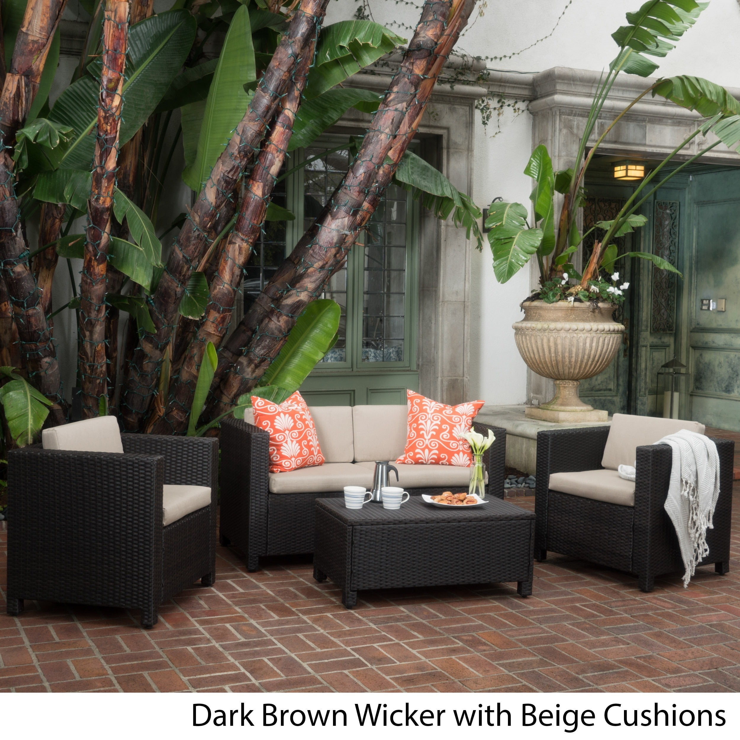 Christopher Knight Home Puerta Outdoor Wicker Sofa Set By