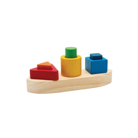 PlanToys&reg; Sorting Boat Toy | Wooden Shape Sorter Toy for Toddlers 3+ | Montessori Educational Boat Puzzle with 6 Blocks | Develops Fine Motor Skills Shape Matching & Problem-Solving
