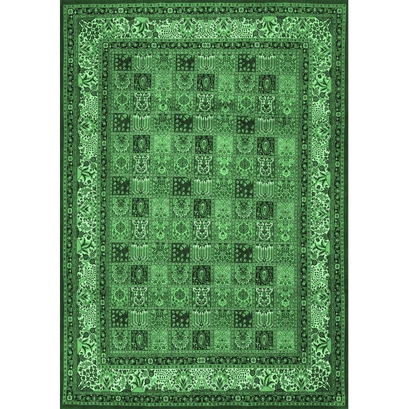 Ahgly Company Indoor Rectangle Persian Emerald Green Traditional Area Rugs, 5' x 8'