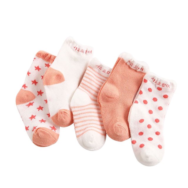 Worallymy 5 pares de calcetines de bebé verano fino estampado recién nacido cálido transpirable calcetines de algodón elástico naranja 4-6Y Worallymy JD735810350