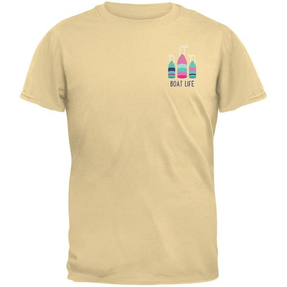 Summer Sun Whatever Floats Your Boat Bouys Mens Organic T Shirt Yellow Haze LG