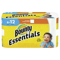 Bounty Essentials Paper Towels, White, 8 Giant Rolls = 12 Regular Rolls