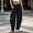 Black, variant on Women’s Pre-Shrunk Linen-Look Loose Fit Harem Pants Elastic Waist Casual Ankle Trousers with Side Pockets
