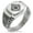 Silver, variant on Stainless Steel Nautical Antique Royal Compass CZ Ribbed Needle Stripe Pattern Biker Style Polished Ring