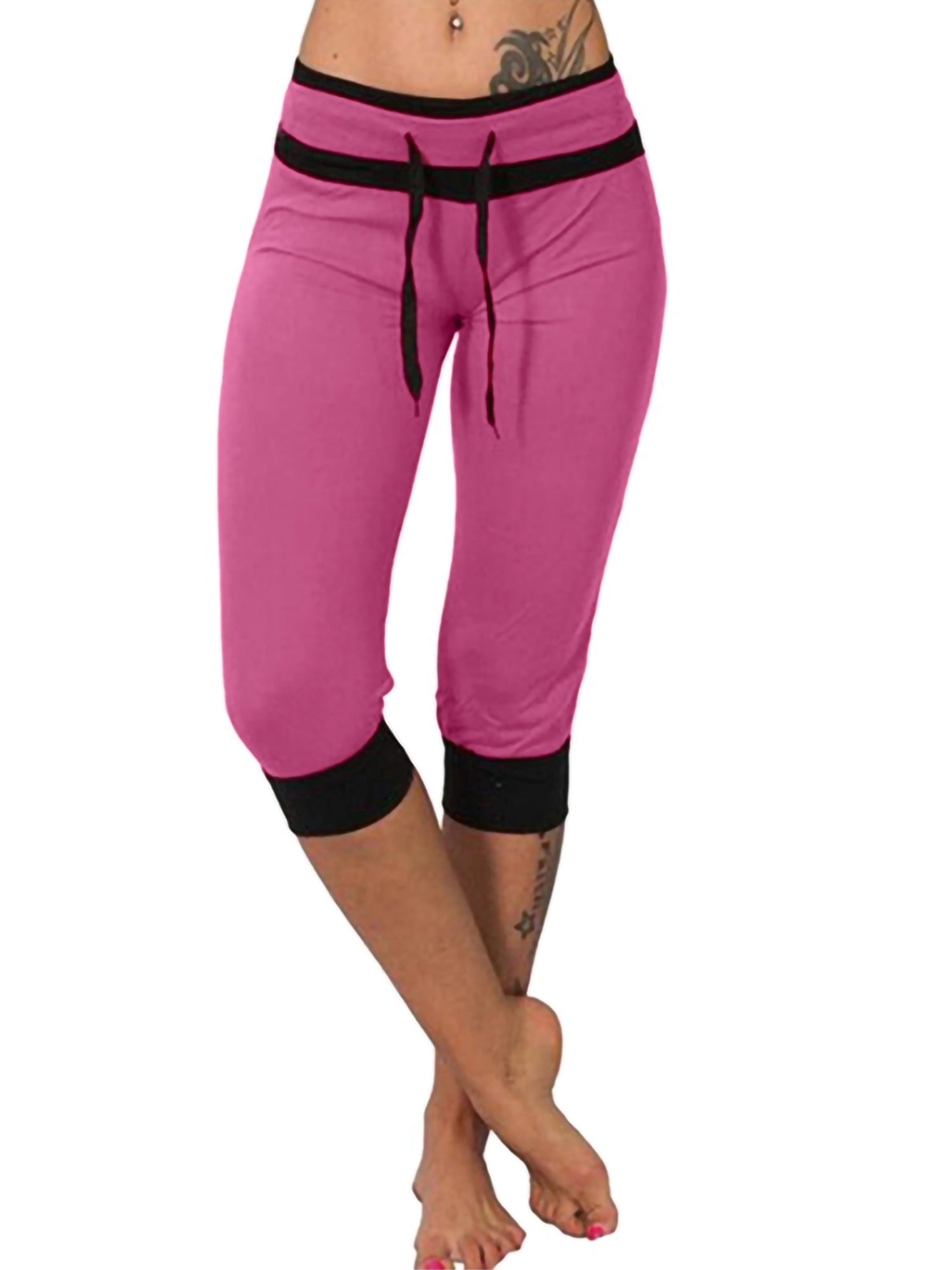 Niuer Womens Capris with Pocket Slim Workout Joggers Drawstring Sweatpants  Lounge Pajama Capris Activewear 