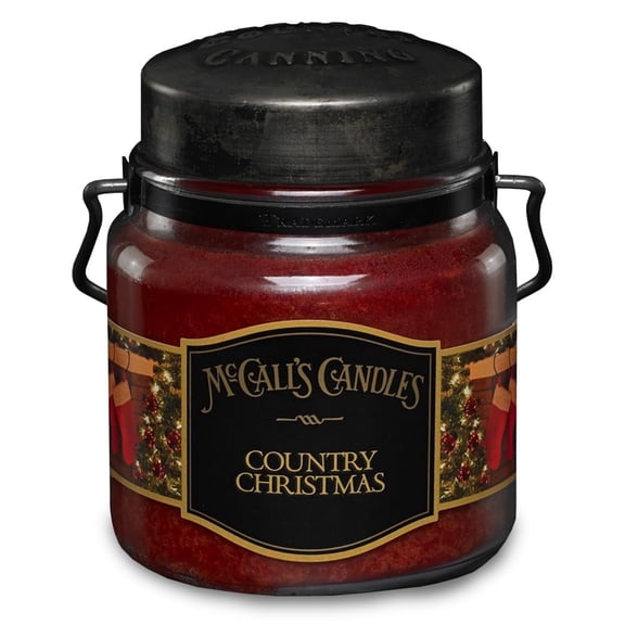 McCall’s Candles | Country Christmas | 16 oz Two-Wick Scented Candle | USA-Poured | Vintage Rustic Jar with Carrying Handle | Sweet & Spicy Nostalgic Fragrance