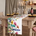 thumbnail image 2 of Spring Floral Table Runner, Yellow Pink Flowers Farmhouse Botanical Washable Cotton Linen Table Runners 120 Inches Long, Dresser Scarf Runner for Dining/Living Room/Kitchen/Square Tables 13''x120'', 2 of 9