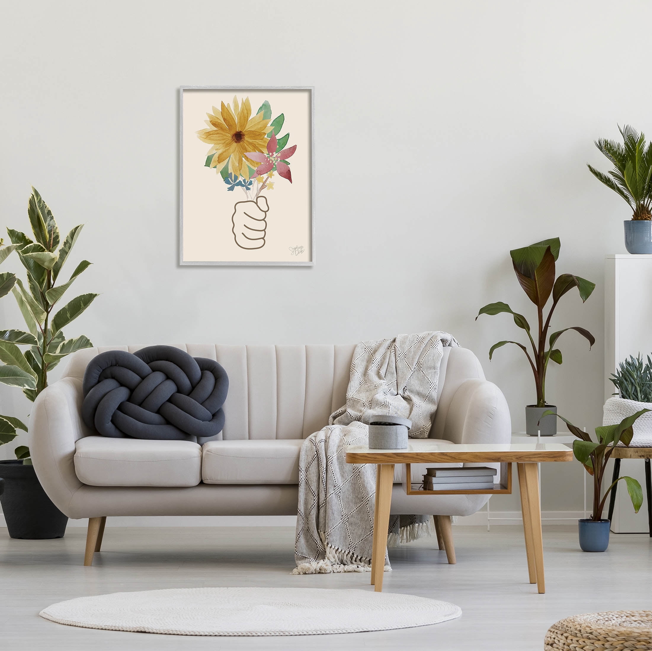 Stupell Industries Handful Flower Blossoms Graphic Art Gray Framed Art Print Wall Art, Design by Stephanie Dicks