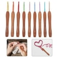 thumbnail image 2 of 9Pcs Wooden Handle Crochet Hooks Sweater Knitting Needles Aluminum Crochet Needles, 2 of 9