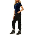 thumbnail image 3 of INSPIRE CHIC T-Shirt Décontracté pour Femme en Velours, Col Rond, Manches Courtes, G Bleu Royal, 3 of 8