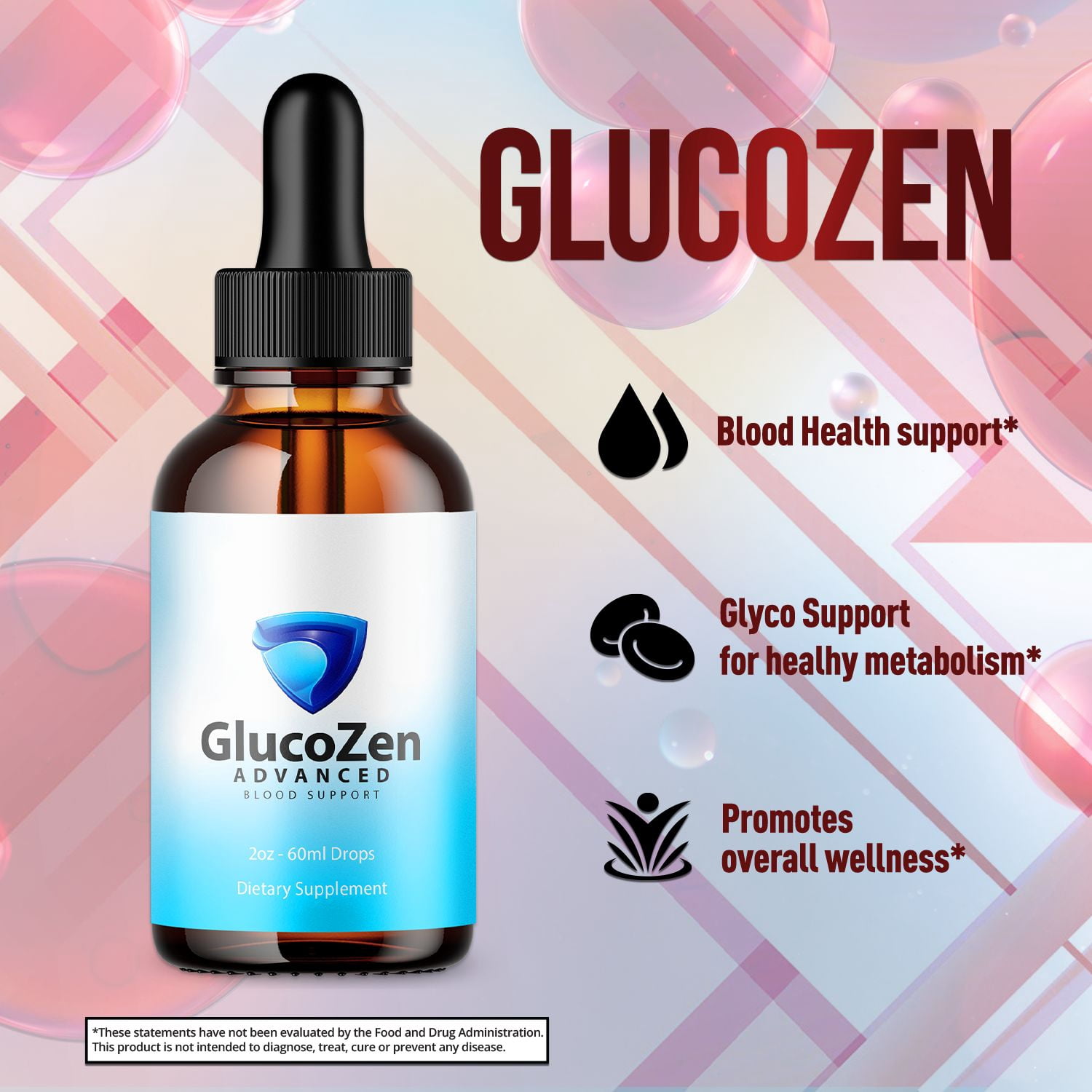 GlucoZen Advanced Formula Drops Natural Support Supplement Gluco Zen 150 Servings