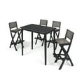 thumbnail image 3 of GDF Studio Omaha Outdoor Acacia Wood and Wicker 5 Piece Rectangular Bar Set, Dark Gray and Brown, 3 of 22