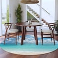 thumbnail image 4 of 8ft Round Rug, Ocean Blue Non-Skid Rubber Backing Large Area Rugs - Living Room Bedroom Home Office, Beach Nature Coast Sea Shore Sky Seawater Indoor Floor Mat Carpets Washable Rug, 4 of 9