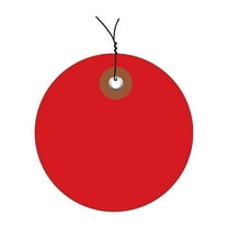 Box Partners Plastic Circle Tags Pre-Wired 2" Red 100/Each G26070W