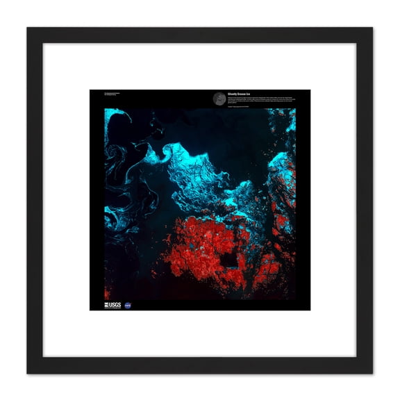 Science Map Satellite Aland Finland Ice Old Replica 8X8 Inch Square Wooden Framed Wall Art Print Picture with Mount