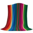 thumbnail image 6 of Mexican Stripes Blanket Soft Cozy Warm Twin Blanket for Bed, Plush Fuzzy Flannel Fleece Blankets for Sofa, Blue Boho Red Green Orange Art Simple Throw Blankets for Couch, Gifts for Men, 60"x80", 6 of 9