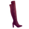thumbnail image 2 of Wild Diva Blake-05 Women's Foldable Block Heel Elastic Panel Knee High Boots BURGUNDY 8.5, 2 of 6
