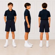 Beverly Hills Polo Club Boys School Uniform Shorts Durable Basic Uniform Twill Shorts 2 Pack