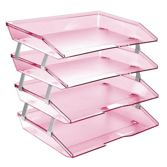 Acrimet Facility Letter Tray 4 Tiers (Clear Pink Color)