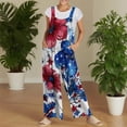 thumbnail image 3 of Iaqnaocc 4th Of July Womens Jumpsuit Loose Fit American Flag Stars Sleeveless Wide Leg Summer One Piece Adjustable Strap Party Freedom Jumpsuits Overalls Blue L, 3 of 6